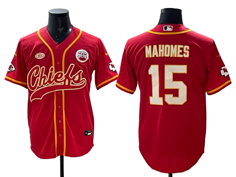 Custom Patrick Mahomes Chiefs Red Stitched Baseball Jersey -All Stitched