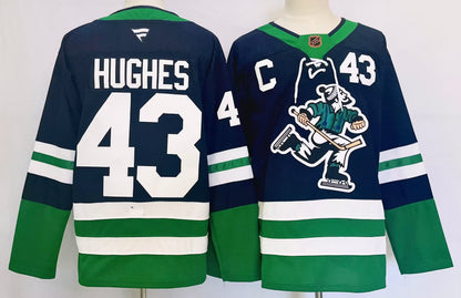 Custom 2026 Canucks Navy Reverse Retro Premium All Stitched Hockey Jersey