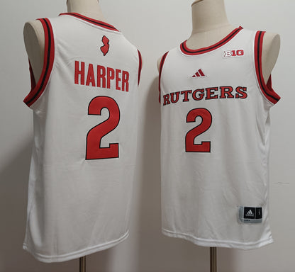 Custom Dylan Harper #2 Rutgers Scarlet Knights Scarlet White Basketball Jersey -All Stitched