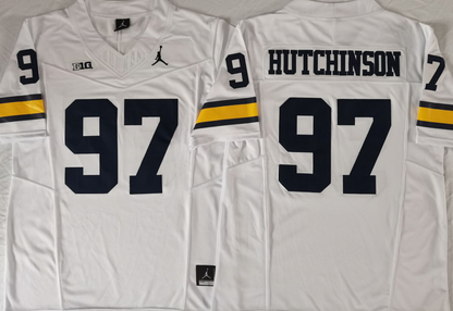 Custom Aidan Hutchinson #97 Michigan Wolverines Navy White Limited Football Jersey -All Stitched