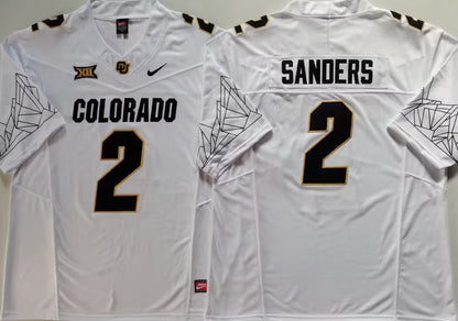 Men's Shedeur Sanders White Vapor Jersey #2 Black Gray Gold Colorado Buffaloes -All Stitched