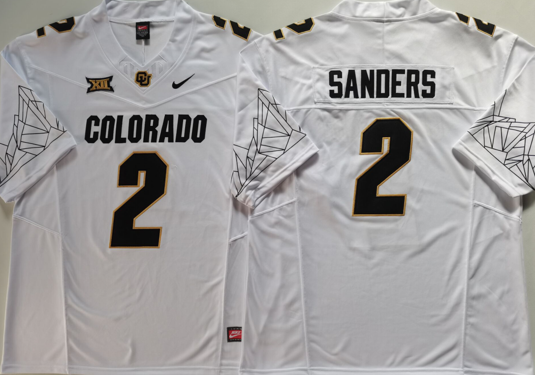 Custom Shedeur Sanders #2 Colorado Buffaloes White Gray Black Gold Limited Football Jersey -All Stitched