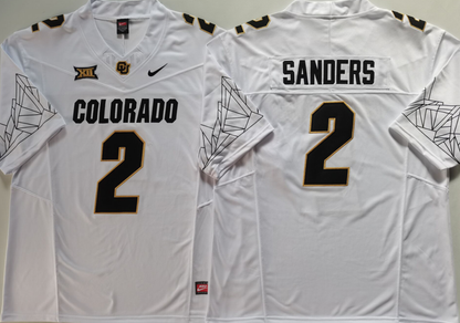 Custom Shedeur Sanders #2 Colorado Buffaloes White Gray Black Gold Limited Football Jersey -All Stitched