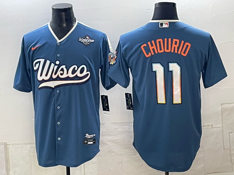 Custom Jackson Chourio Jacob Misiorowski Robert Gasser 2026 World Series Mineral Blue Baseball Jersey -All Stitched