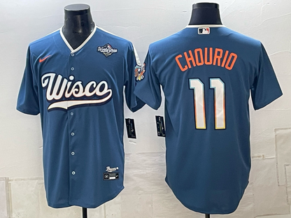 Custom Jackson Chourio Jacob Misiorowski Robert Gasser 2026 World Series Mineral Blue Baseball Jersey -All Stitched