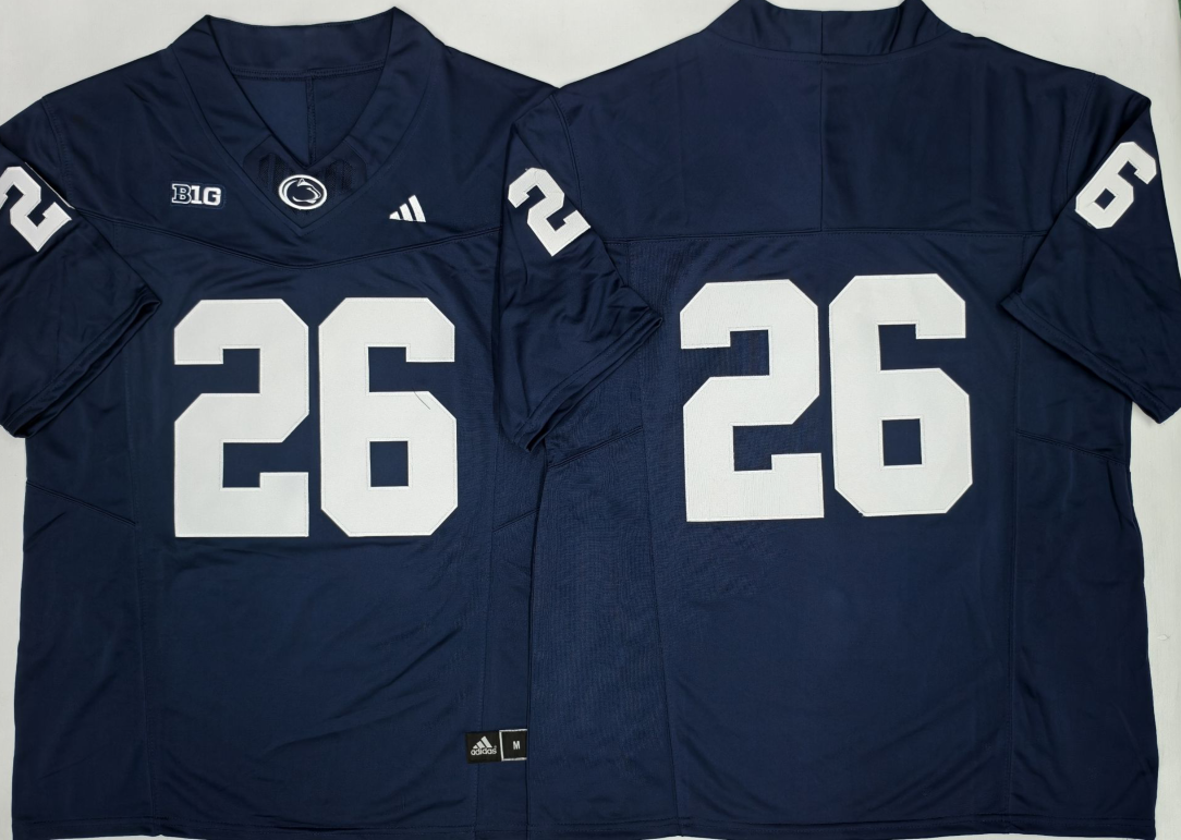 Custom Saquon Barkley Penn State Nittany Lions White Navy Limited Football Jersey -All Stitched