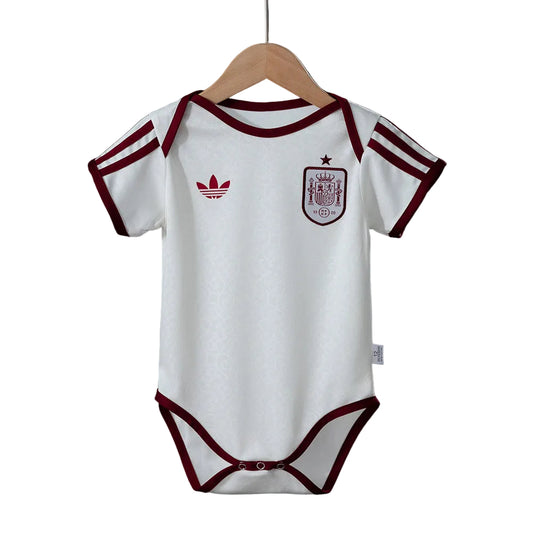 Custom Infant 2026 Spain Away White Soccer Jersey | Spain 2026 Baby Bodysuit