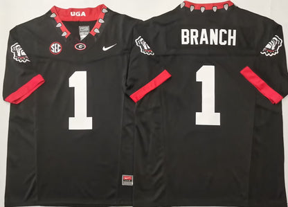 Men's Zachariah Branch Black Vapor Jersey #1 Red White Georgia Bulldogs Stranger Things Edition-All Stitched