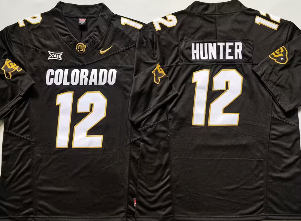 Men's Travis Hunter White Vapor Jersey #12 Black Gray Gold Colorado Buffaloes -All Stitched