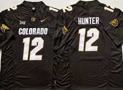 Men's Travis Hunter White Vapor Jersey #12 Black Gray Gold Colorado Buffaloes -All Stitched