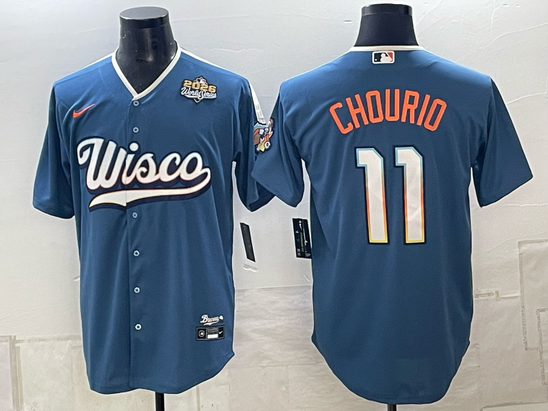 Custom Jackson Chourio Jacob Misiorowski Robert Gasser 2026 World Series Mineral Blue Baseball Jersey -All Stitched