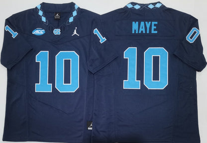 Custom Drake Maye #10 North Carolina Tar Heels Carolina Blue White Navy Limited Football Jersey -All Stitched