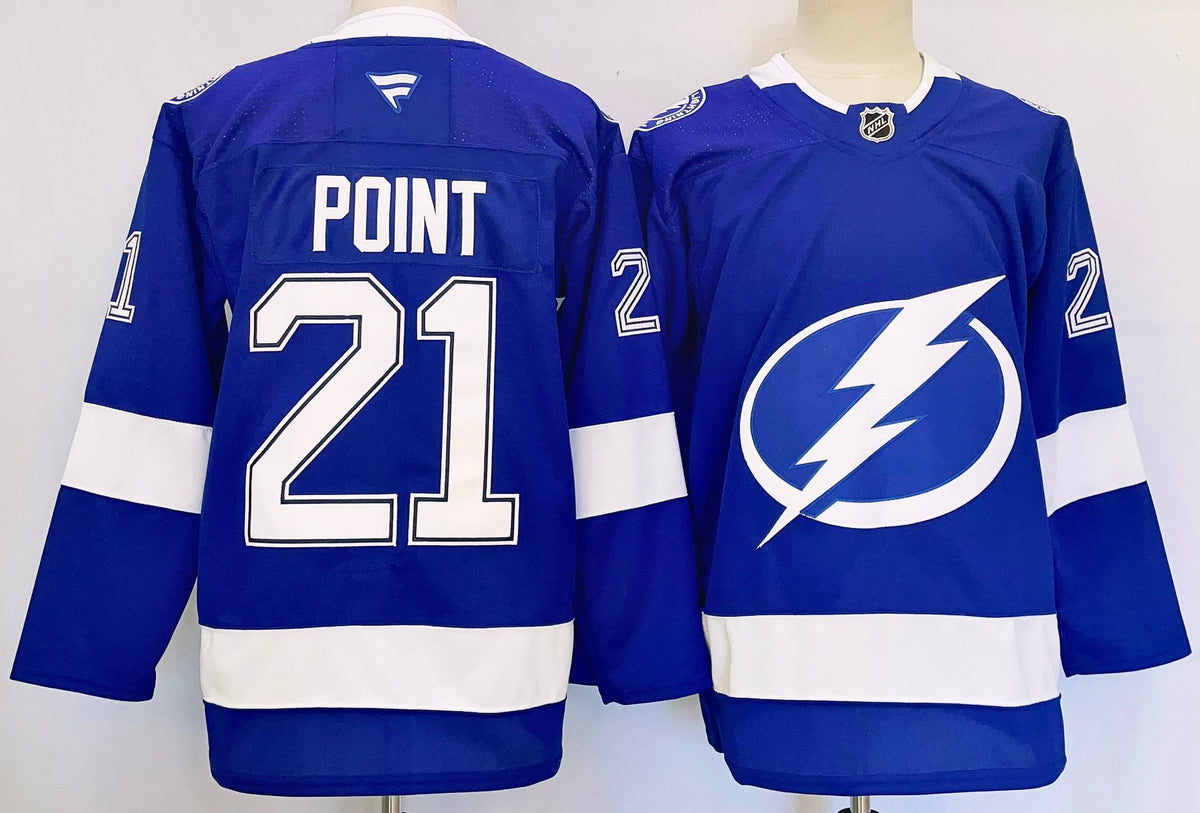 Custom Name Number Nikita Kucherov Blue Lightning Home Hockey Jersey -All Stitched