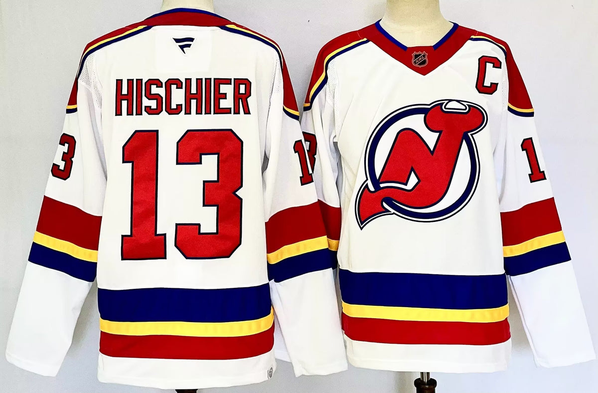 Custom Nico Hischier Jack Hughes Devils Home Red Alternate Black White Hockey Jersey -All Stitched