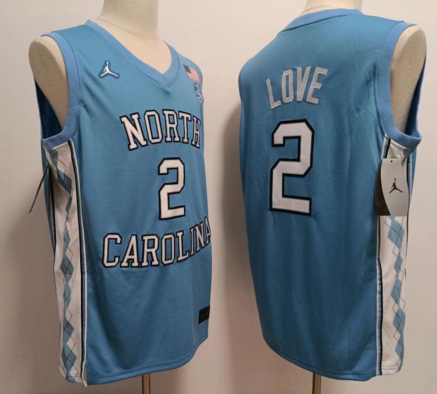 Custom Caleb Love #2 North Carolina Tar Heels Carolina Blue White Basketball Jersey -All Stitched