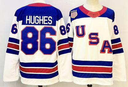 Custom 2026 USA White Royal All Stitched Hockey Jersey