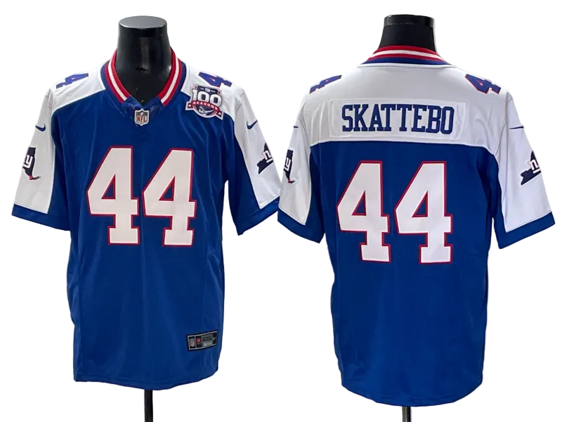 Custom Cam Skattebo Giants Legacy Royal White Black Limited Jersey -All Stitched