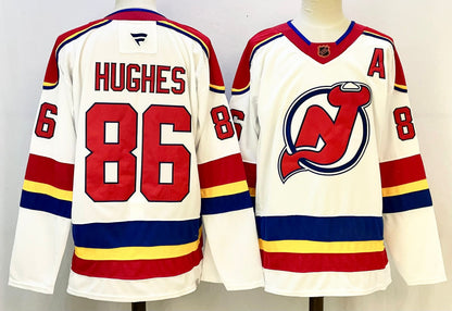 Custom Nico Hischier Jack Hughes Devils Home Red Alternate Black White Hockey Jersey -All Stitched