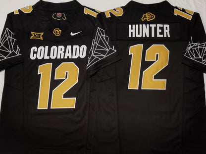 Men's Travis Hunter White Vapor Jersey #12 Black Gray Gold Colorado Buffaloes -All Stitched