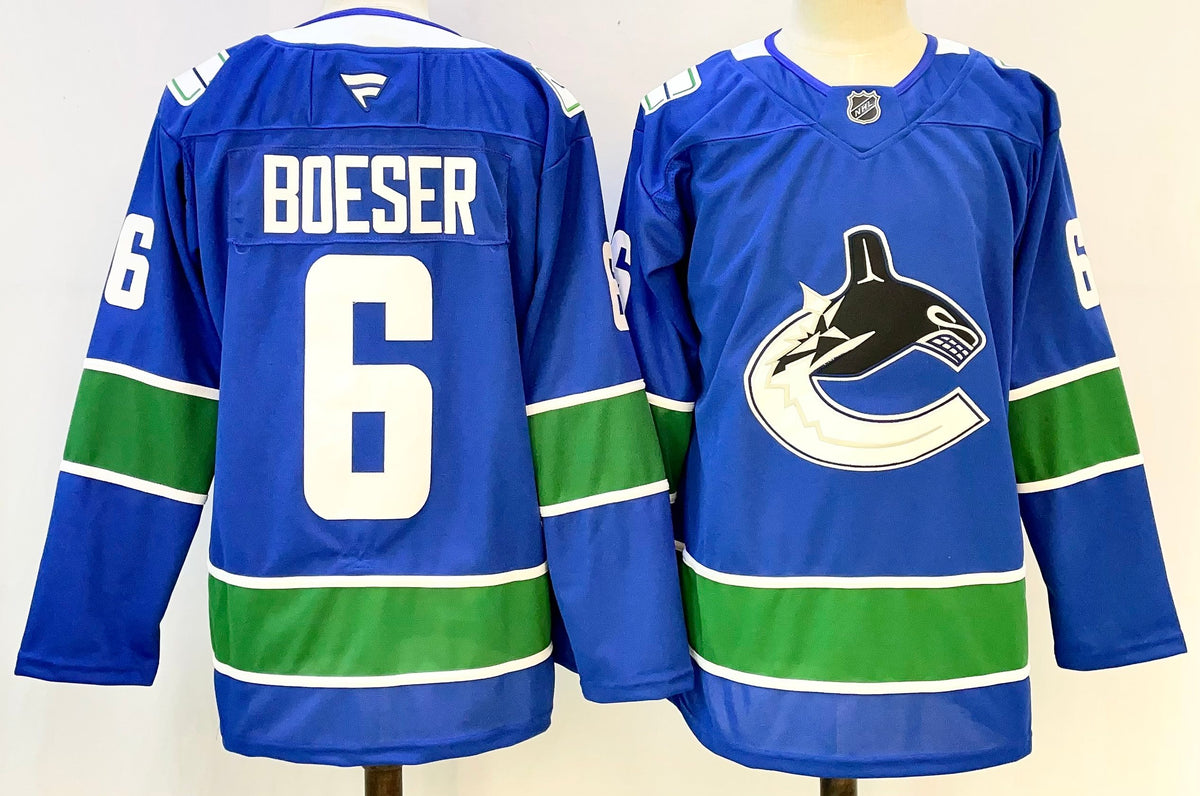 Custom Elias Pettersson Canucks Home Blue Alternate Black Hockey Jersey -All Stitched