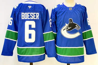 Custom Elias Pettersson Canucks Home Blue Alternate Black Hockey Jersey -All Stitched