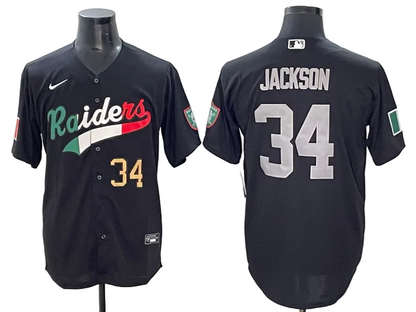 Custom Ashton Jeanty Las Vegas Raiders LOGO Mexico White Black Gray Limited Baseball Jersey -All Stitched