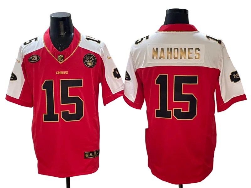 Custom Patrick Mahomes Gold Black Red Limited Football Jersey -All Stitched