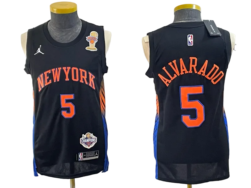 2026 OG Anunoby Jalen Brunson Josh Hart Karl-Anthony Towns Jose Alvarado Black Gold Baskeball Jersey -All Stitched