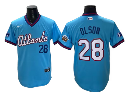 Custom Braves Powder Blue 2026 City Connect Stadium Outkast patch Jersey - All Stitched