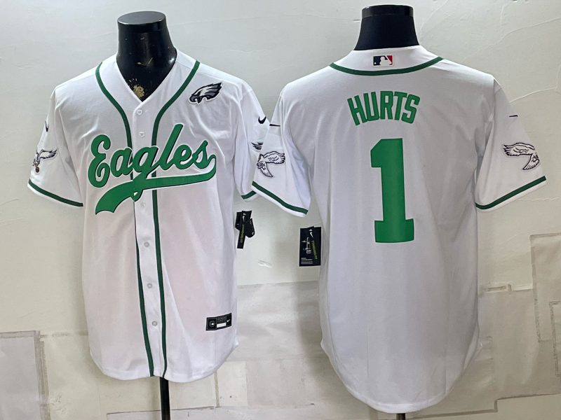 Custom Saquon Barkley Philadelphia Eagles White Stitched Baseball Jersey -All Stitched