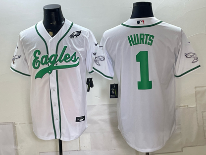 Custom Saquon Barkley Philadelphia Eagles White Stitched Baseball Jersey -All Stitched