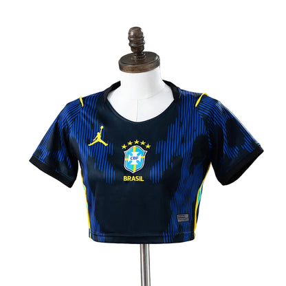 Women's Brazil 2026 Home Navy Cropped Soccer Jersey