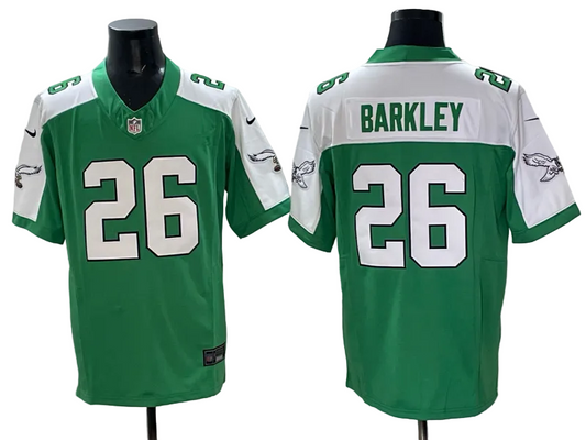 Custom Saquon Barkley Eagles White Green Black Gold Split Limited Jersey -All Stitched
