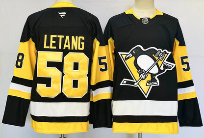 Custom Sidney Crosby Evgeni Malkin Penguins Home Black Hockey Jersey -All Stitched