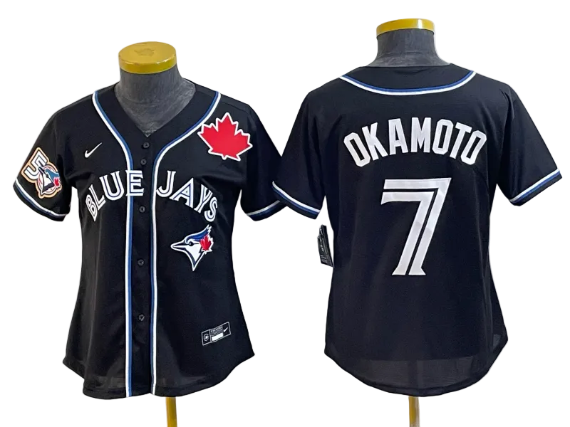 Custom Blue Jays 50th Flag of Canada Black Baseball Jersey - All Stitched