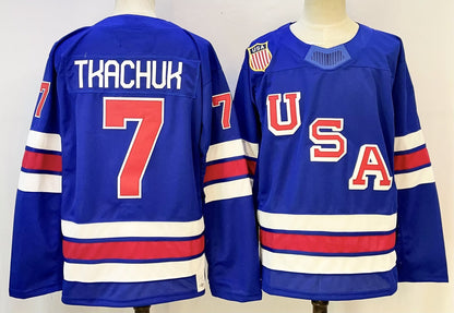 Custom 2026 USA White Royal All Stitched Hockey Jersey
