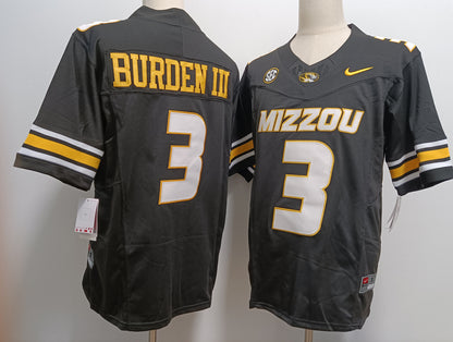 Custom Luther Burden III #3 Missouri Tigers Black White Gold Limited Football Jersey -All Stitched