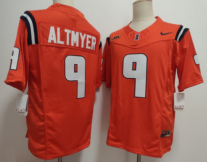 Custom Luke Altmyer #9 Illinois Fighting Illini Navy White Orange Limited Football Jersey -All Stitched