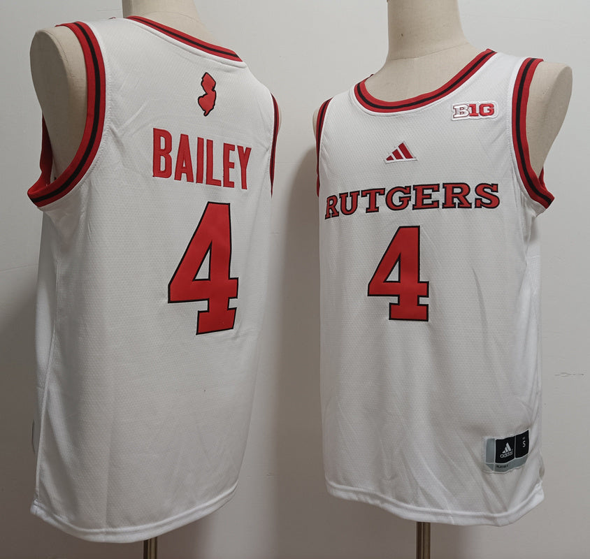 Custom Ace Bailey #4 Rutgers Scarlet Knights Scarlet White Basketball Jersey -All Stitched