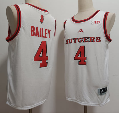 Custom Ace Bailey #4 Rutgers Scarlet Knights Scarlet White Basketball Jersey -All Stitched