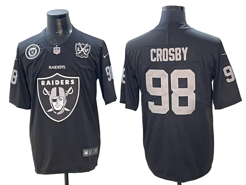 Custom Maxx Crosby Raiders Black White Limited Football Jersey -All Stitched