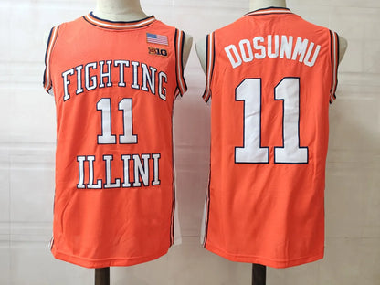 Custom Ayo Dosunmu #11 Illinois Fighting Illini Retro Orange White Basketball Jersey -All Stitched