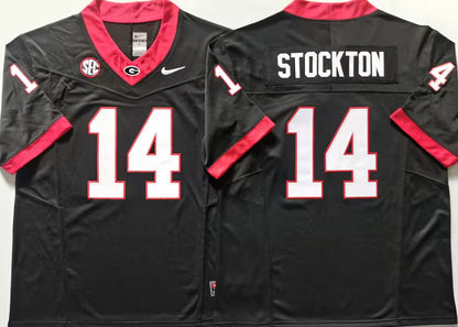 Men's Gunner Stockton Black Vapor Jersey #14 Red White Georgia Bulldogs Stranger Things Edition-All Stitched