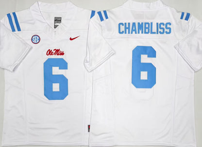 Men's Trinidad Chambliss #6 Ole Miss Rebels White Vapor Jersey -All Stitched