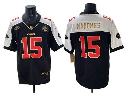 Custom Patrick Mahomes Gold Black Red Limited Football Jersey -All Stitched