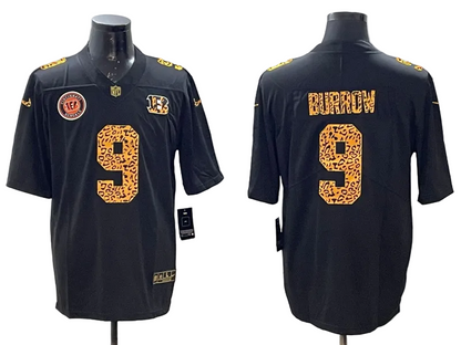 Custom Joe Burrow Black White Gray Split 2026 Salute to Service Limited Football Jersey -All Stitched