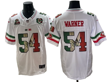 Custom Fred Warner 49ers Mexico Black White Limited Football Jersey -All Stitched
