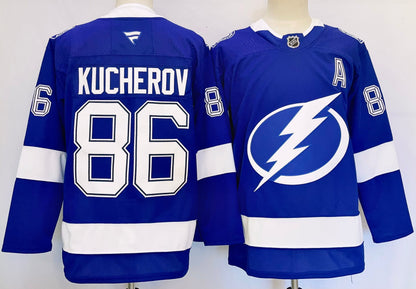 Custom Name Number Nikita Kucherov Blue Lightning Home Hockey Jersey -All Stitched