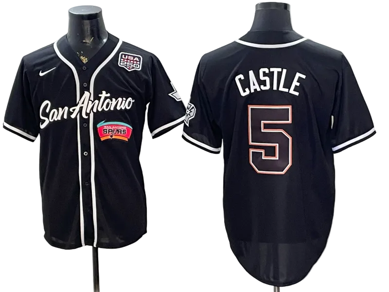 2026 Stephon Castle Dylan Harper De'Aaron Fox Victor Wembanyama San Antonio Spurs Baseball Jersey -All Stitched