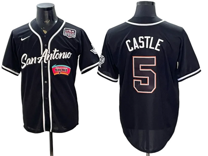 2026 Stephon Castle Dylan Harper De'Aaron Fox Victor Wembanyama San Antonio Spurs Baseball Jersey -All Stitched